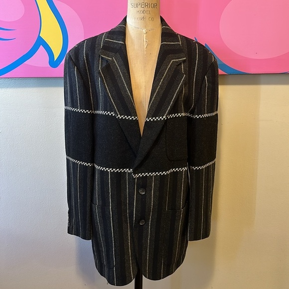 Moschino Cheap Chic Mean's Gray Black Wool Blazer - Picture 2 of 14